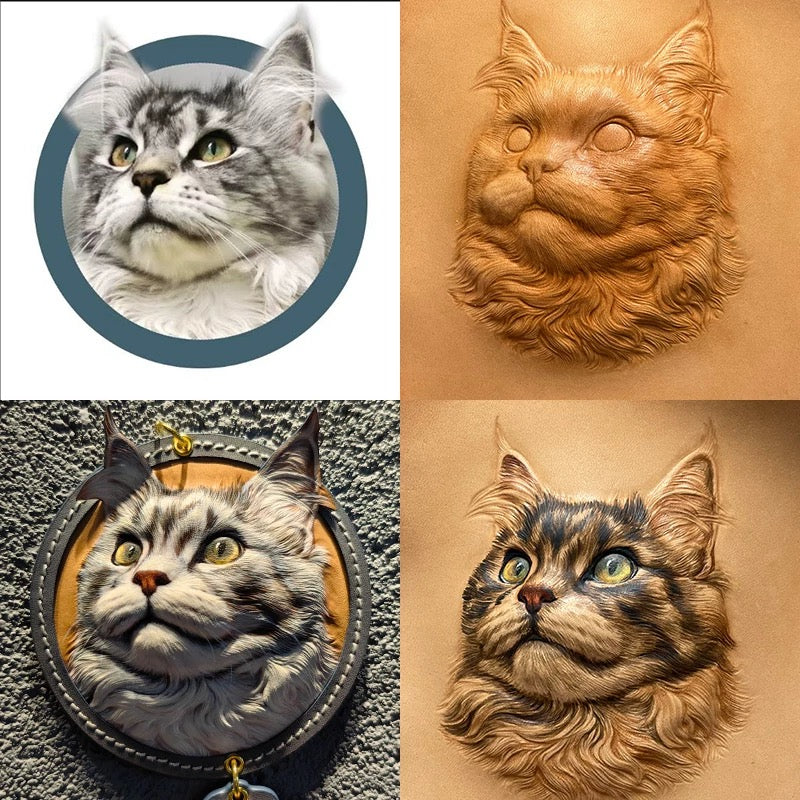Custom Handmade 3D Leather Pet Sculpted Pendant