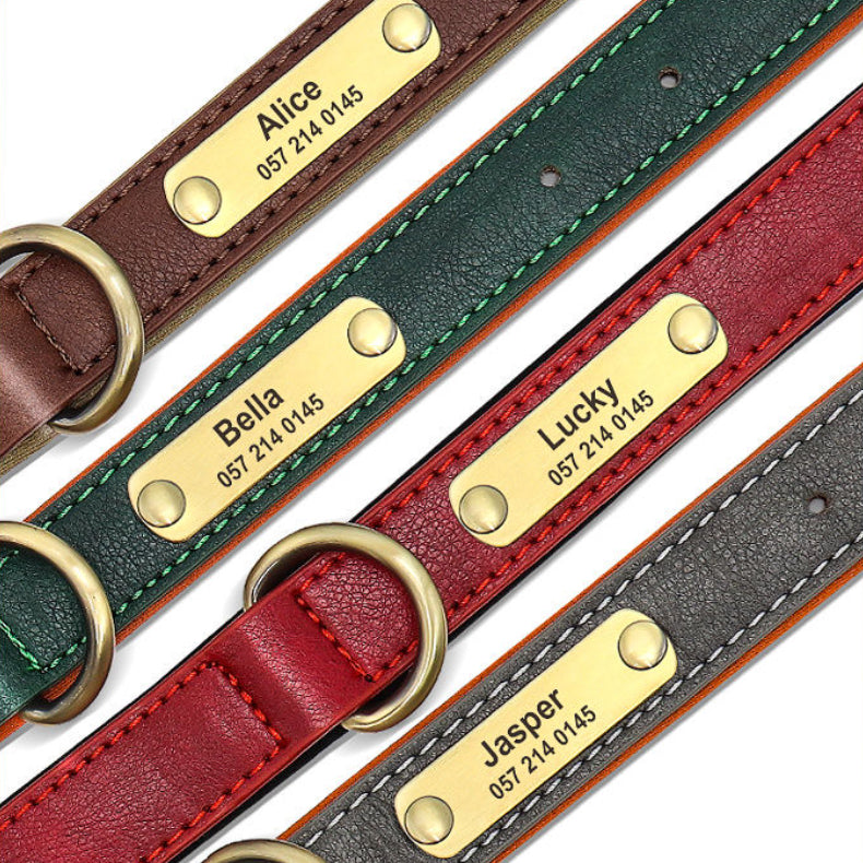 Custom Engraved Pet Information Anti-Lost Faux Leather Pet Collar