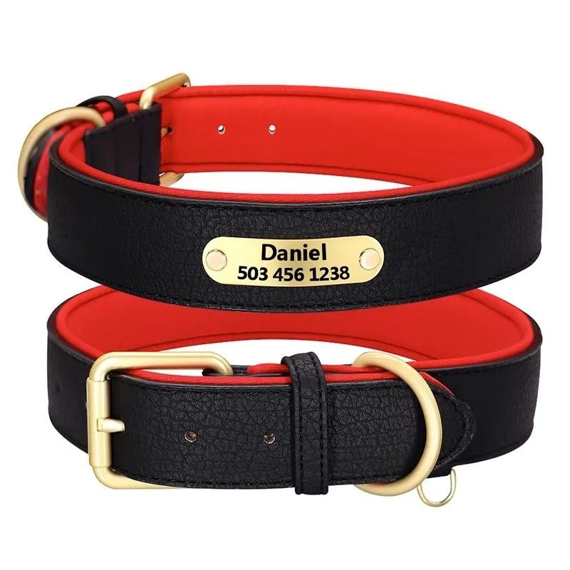 Custom Engraved Pet Information Anti-Lost Faux Leather Pet Collar