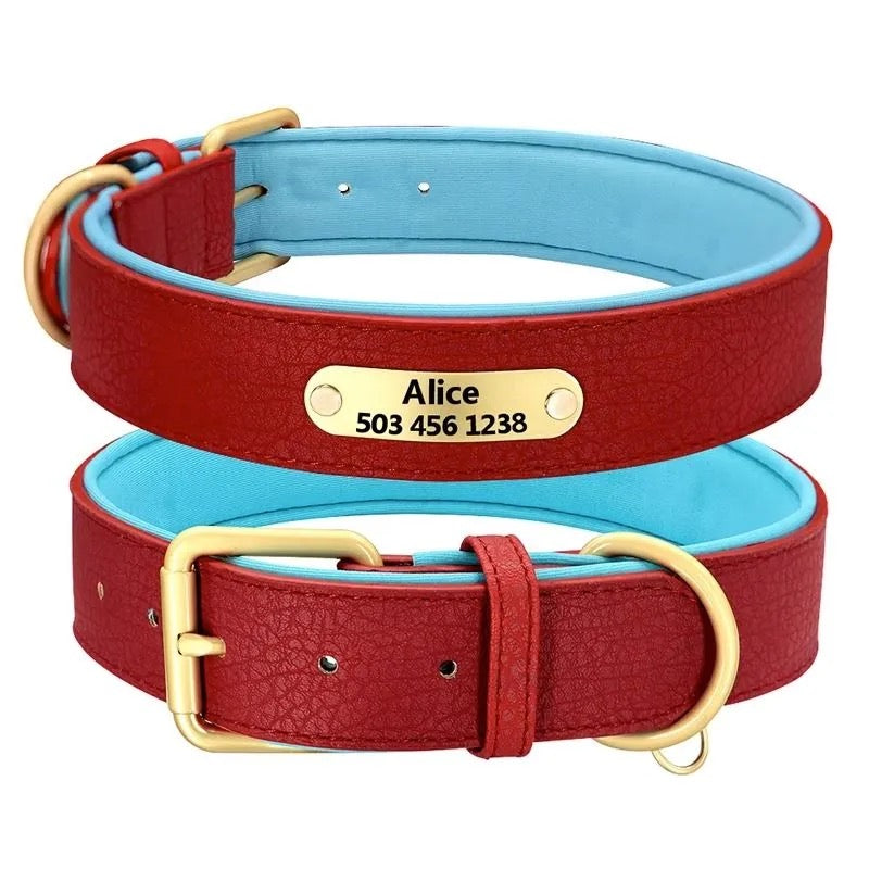 Custom Engraved Pet Information Anti-Lost Faux Leather Pet Collar
