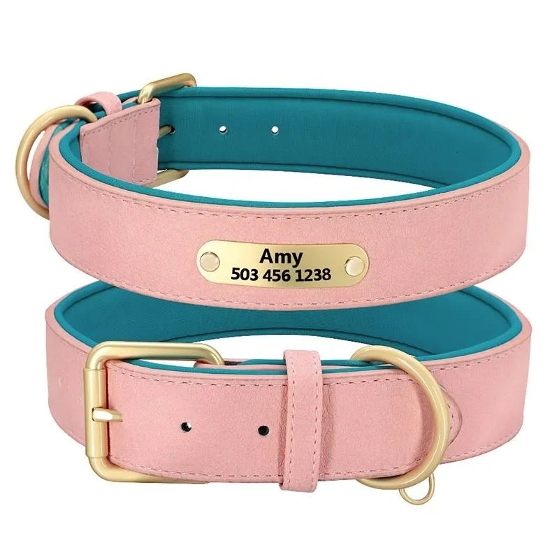 Custom Engraved Pet Information Anti-Lost Faux Leather Pet Collar