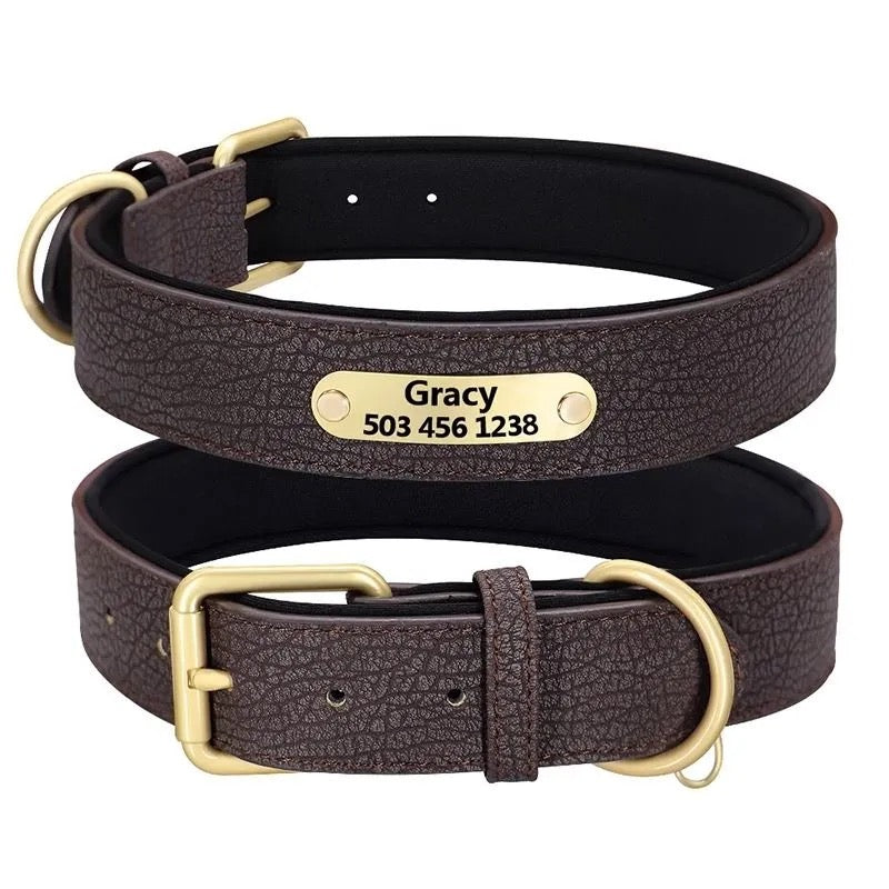 Custom Engraved Pet Information Anti-Lost Faux Leather Pet Collar