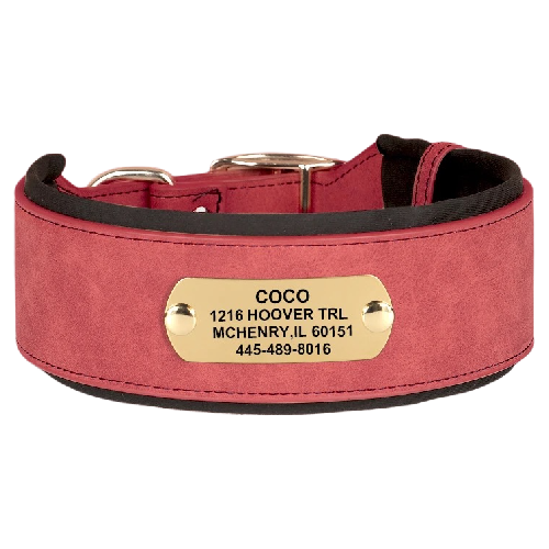 Widened & Thickened Faux Leather Pet Collar with Custom Engraved Pet Information – Anti-Lost, Designed for Medium and Large Dogs
