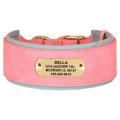 Widened & Thickened Faux Leather Pet Collar with Custom Engraved Pet Information – Anti-Lost, Designed for Medium and Large Dogs