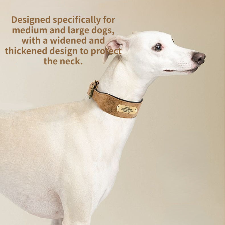Widened & Thickened Faux Leather Pet Collar with Custom Engraved Pet Information – Anti-Lost, Designed for Medium and Large Dogs