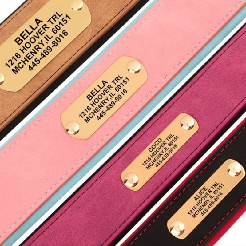 Widened & Thickened Faux Leather Pet Collar with Custom Engraved Pet Information – Anti-Lost, Designed for Medium and Large Dogs