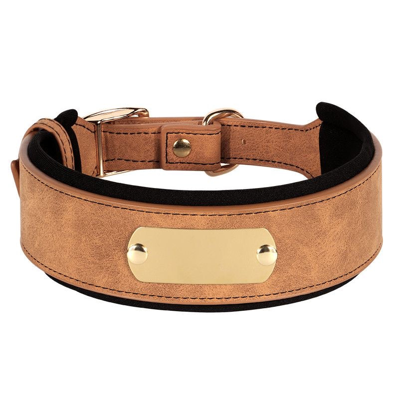 Widened & Thickened Faux Leather Pet Collar with Custom Engraved Pet Information – Anti-Lost, Designed for Medium and Large Dogs