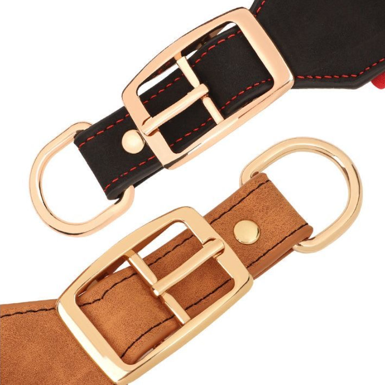 Widened & Thickened Faux Leather Pet Collar with Custom Engraved Pet Information – Anti-Lost, Designed for Medium and Large Dogs