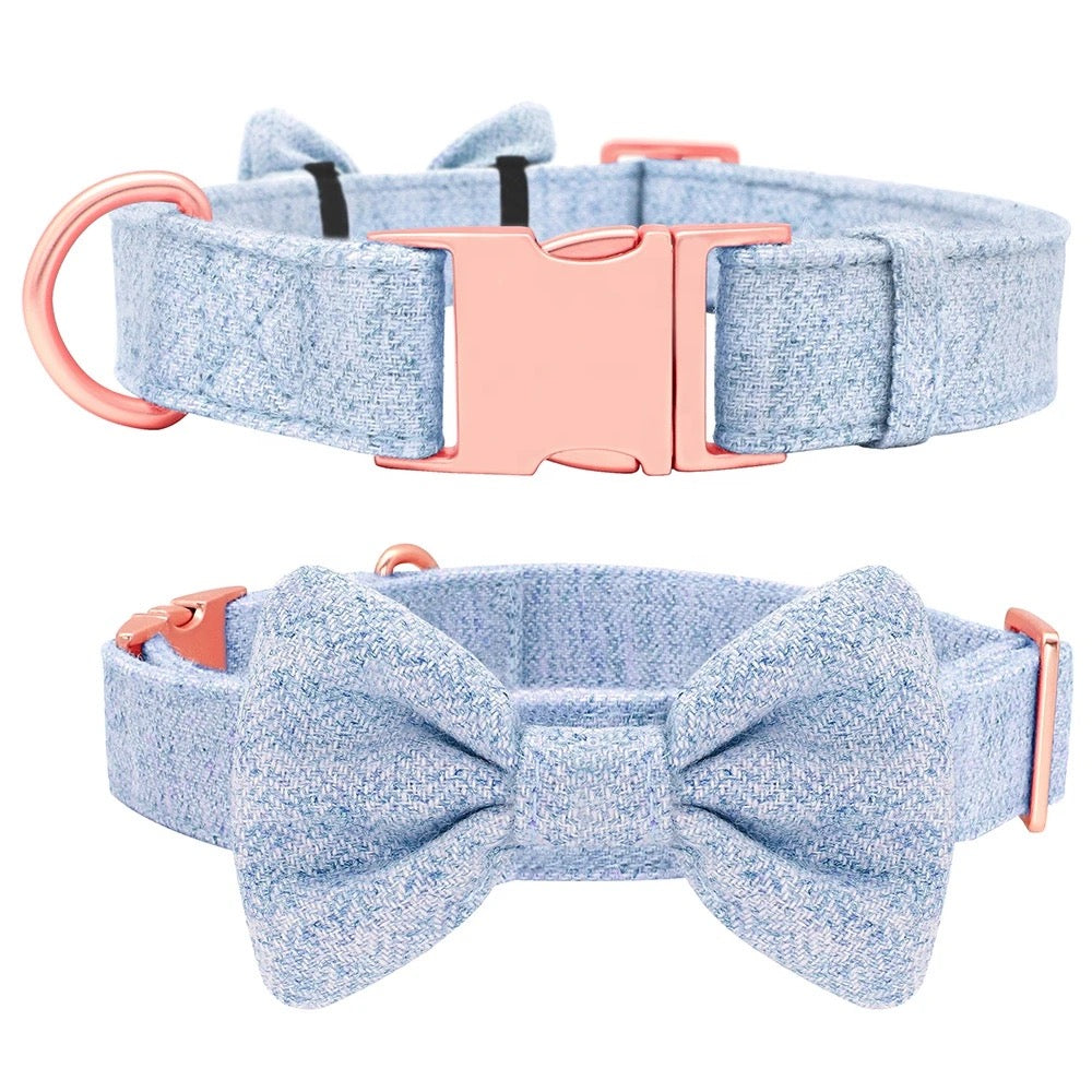 Custom Engraved Pet Information Anti-Lost Pet Webbing Bowtie Collar
