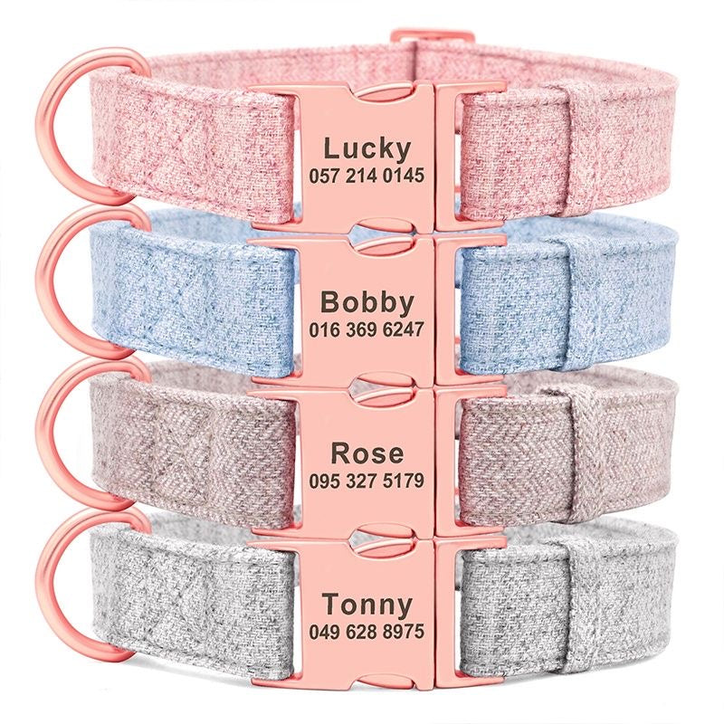 Custom Engraved Pet Information Anti-Lost Pet Webbing Bowtie Collar