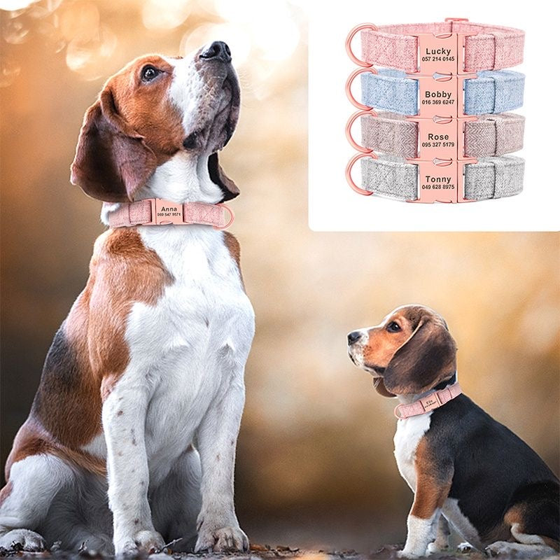 Custom Engraved Pet Information Anti-Lost Pet Webbing Bowtie Collar
