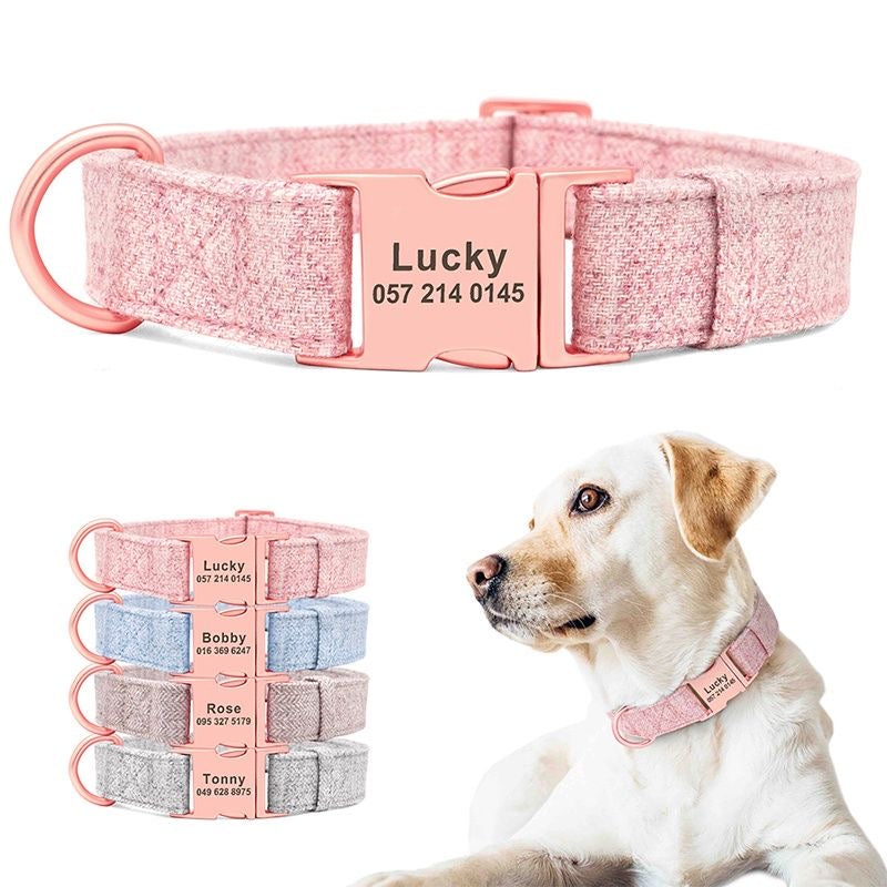 Custom Engraved Pet Information Anti-Lost Pet Webbing Bowtie Collar