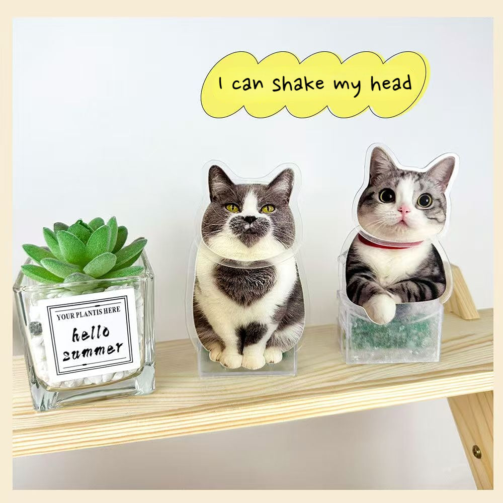 Custom Acrylic Solar-Powered Pet Figurine with Electrically-Operated Shaking Head