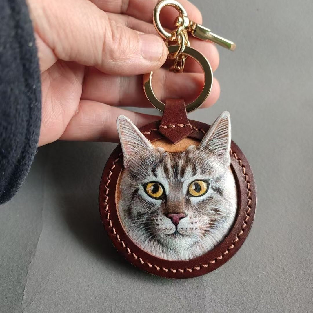 Custom Handmade 3D Leather Pet Sculpted Pendant