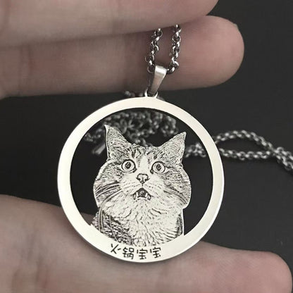 Custom Hollowed-Out Pet Photo Necklace