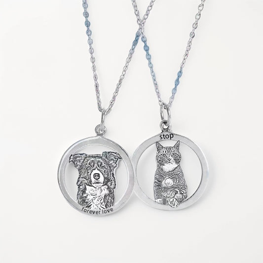 Custom Hollowed-Out Pet Photo Necklace