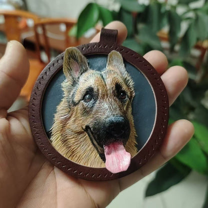 Custom Handmade 3D Leather Pet Sculpted Pendant