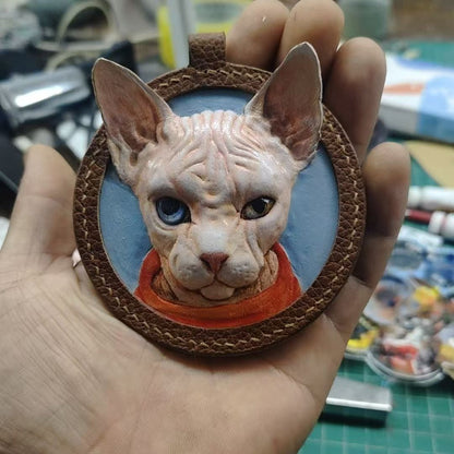 Custom Handmade 3D Leather Pet Sculpted Pendant