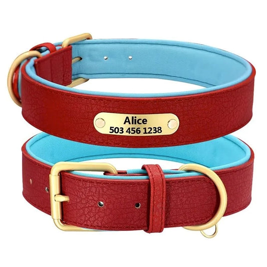 Custom Engraved Pet Information Anti-Lost Faux Leather Pet Collar
