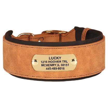 Widened & Thickened Faux Leather Pet Collar with Custom Engraved Pet Information – Anti-Lost, Designed for Medium and Large Dogs