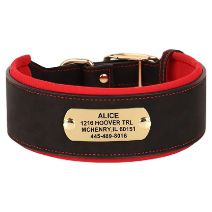 Widened & Thickened Faux Leather Pet Collar with Custom Engraved Pet Information – Anti-Lost, Designed for Medium and Large Dogs
