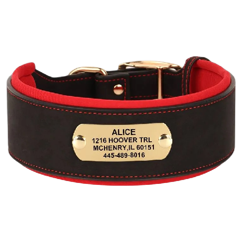 Widened & Thickened Faux Leather Pet Collar with Custom Engraved Pet Information – Anti-Lost, Designed for Medium and Large Dogs