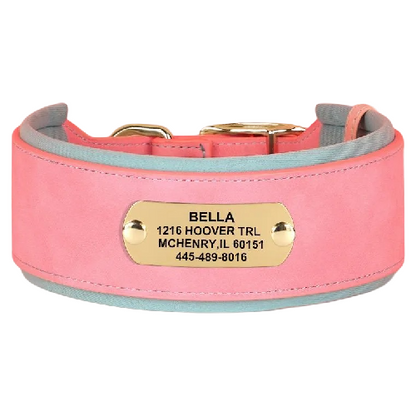 Widened & Thickened Faux Leather Pet Collar with Custom Engraved Pet Information – Anti-Lost, Designed for Medium and Large Dogs