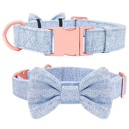 Custom Engraved Pet Information Anti-Lost Pet Webbing Bowtie Collar