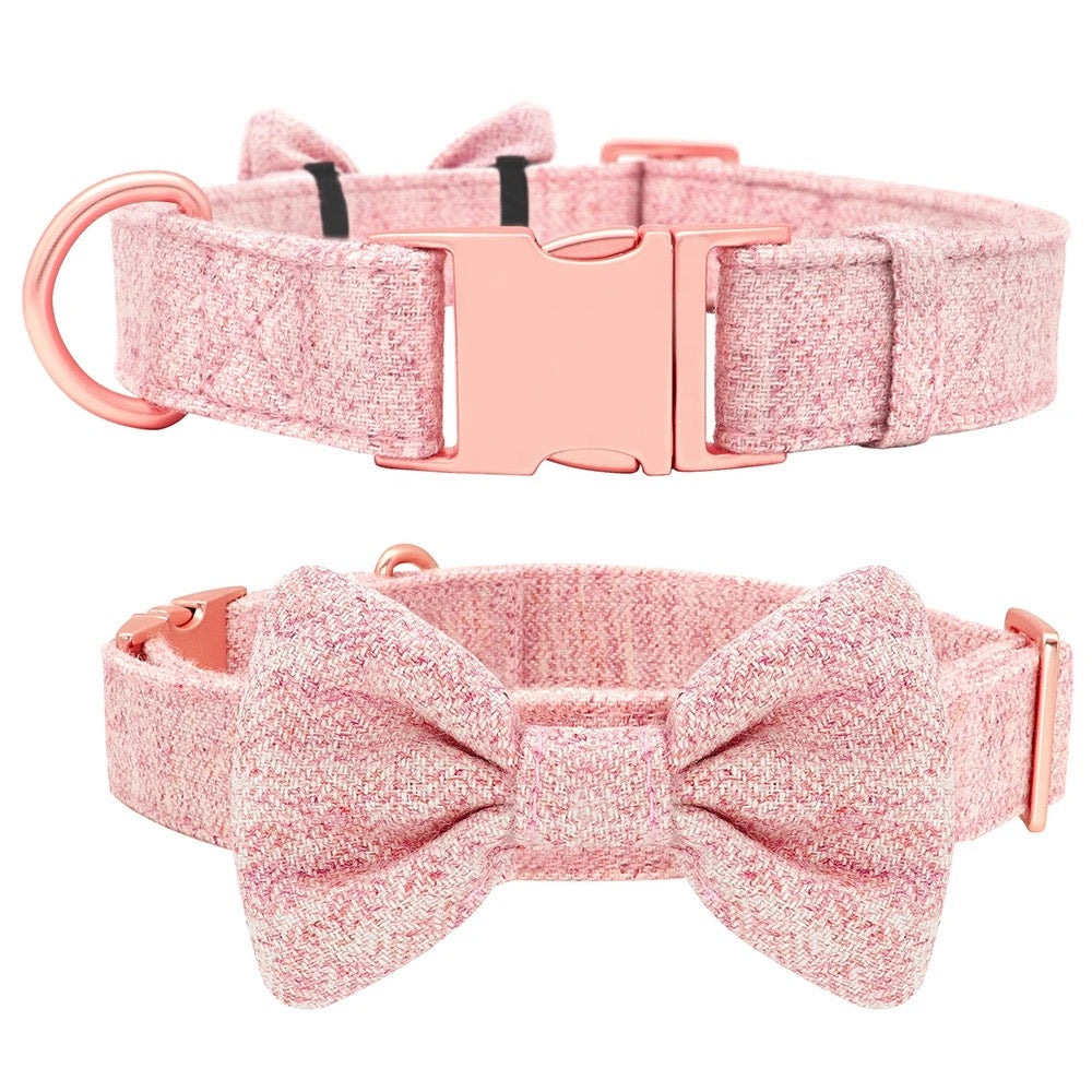 Custom Engraved Pet Information Anti-Lost Pet Webbing Bowtie Collar