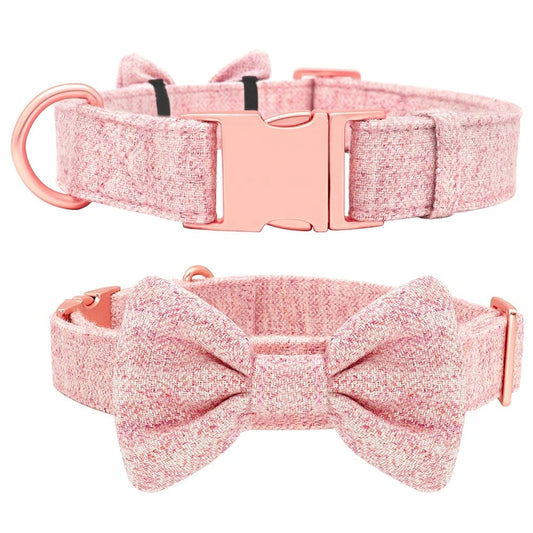 Custom Engraved Pet Information Anti-Lost Pet Webbing Bowtie Collar