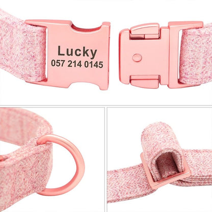 Custom Engraved Pet Information Anti-Lost Pet Webbing Bowtie Collar