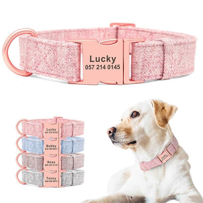 Custom Engraved Pet Information Anti-Lost Pet Webbing Bowtie Collar