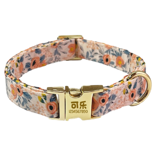 Custom Engraved Pet Information Anti-Lost Pet Colorful Patterned Webbing Collar