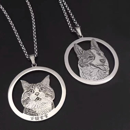 Custom Hollowed-Out Pet Photo Necklace