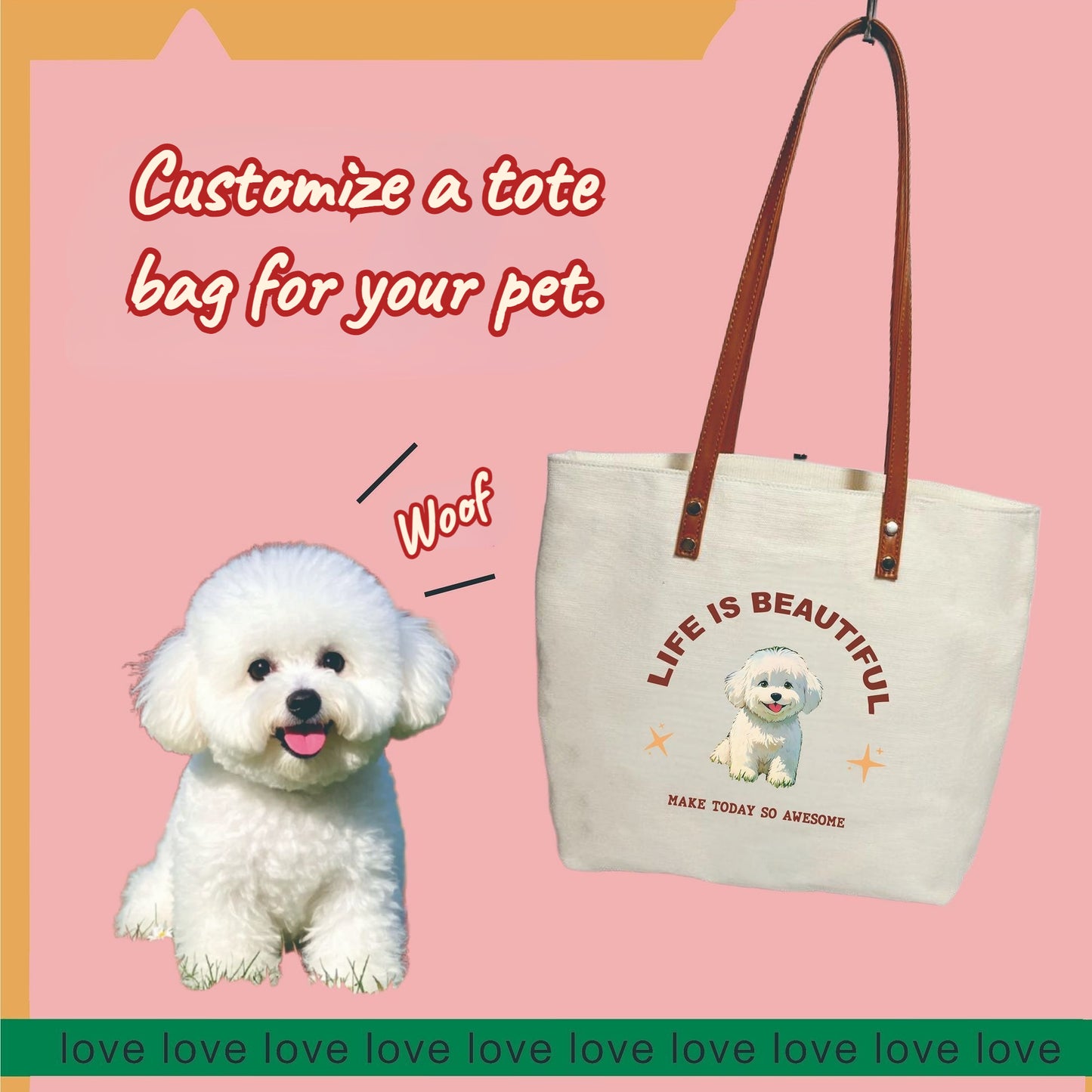 Eco-friendly Canvas Bag Customized with Pet Photos